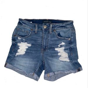 HIGH WAISTED MIDI JEAN SHORTS